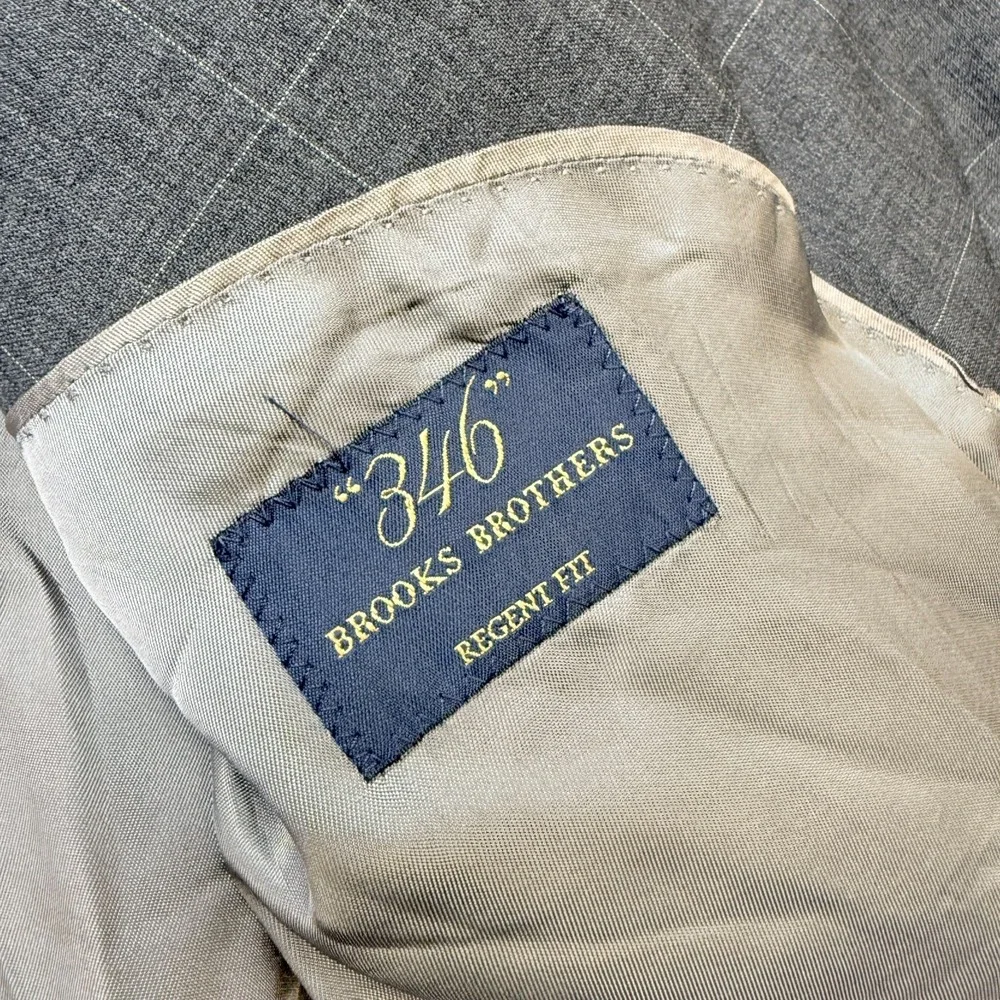 Brooks Brothers Blazer‎ Mens 44R Charcoal Gray Windowpane Regent Tollegno Wool
